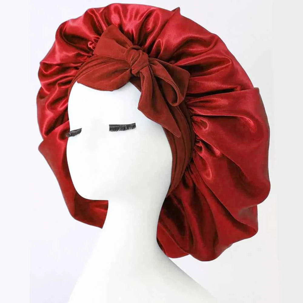 Satin Silk Sleeping Bonnet Adjustable with Tie Band for Women and Men
