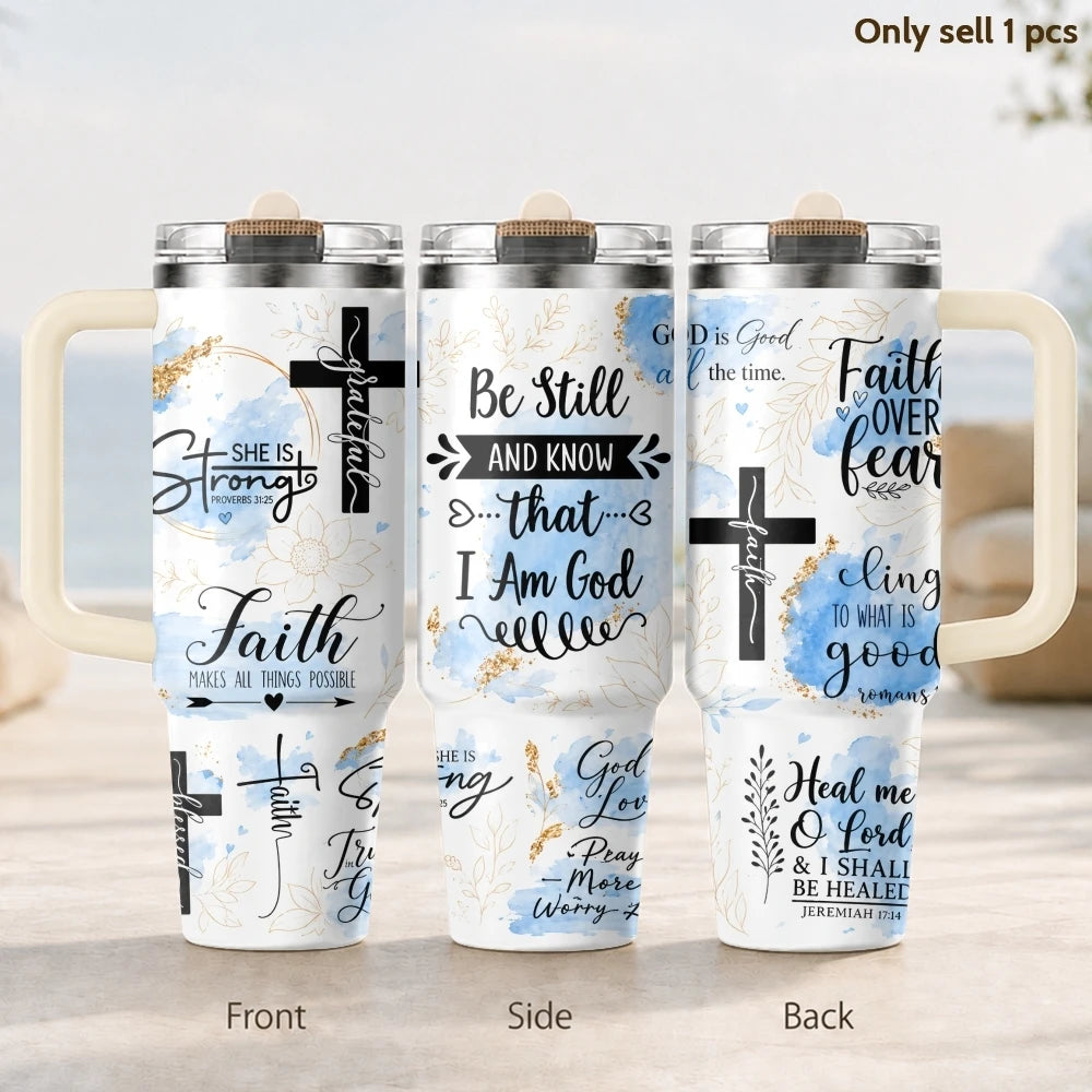 40oz Faith Affirmations Tumbler – Christian Insulated Stainless Steel Travel Mug