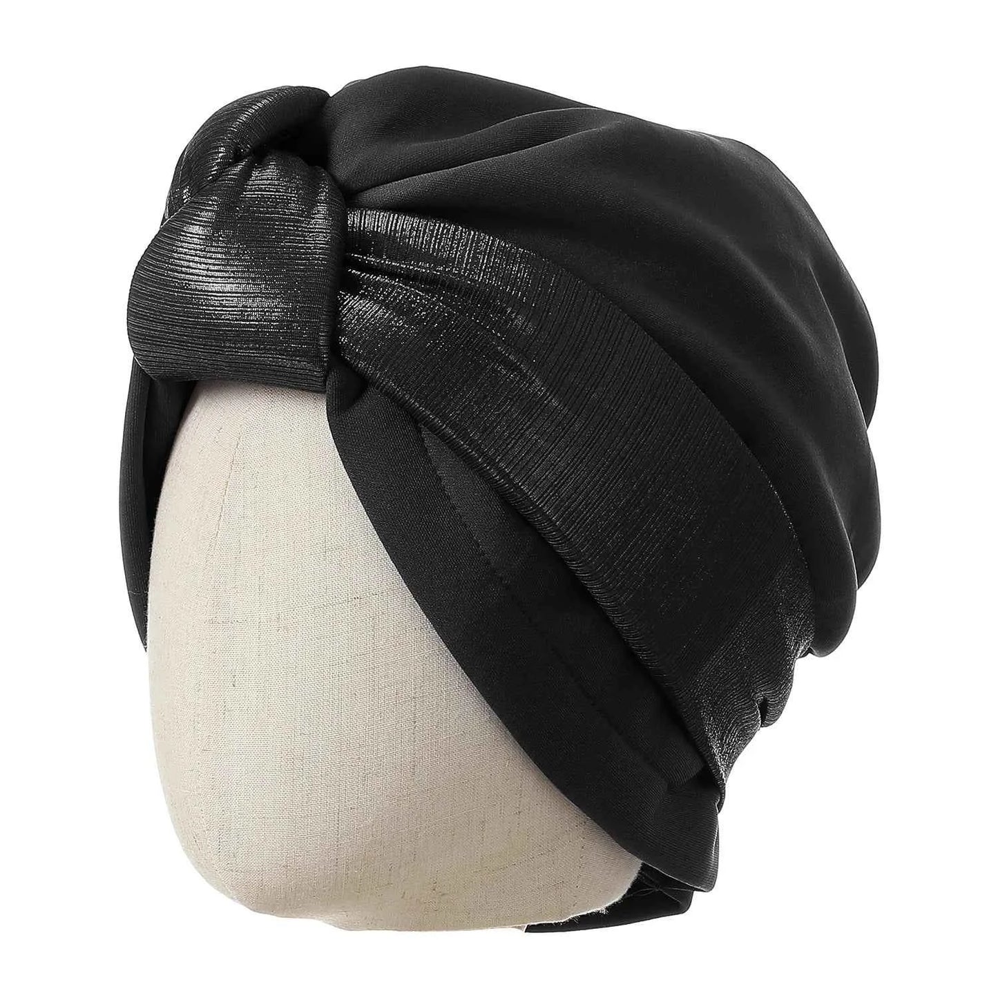 Women’s Bonnet Turban Cap – Folded Bud Headscarf with Lace Edge, Casual & Versatile Cross Hat