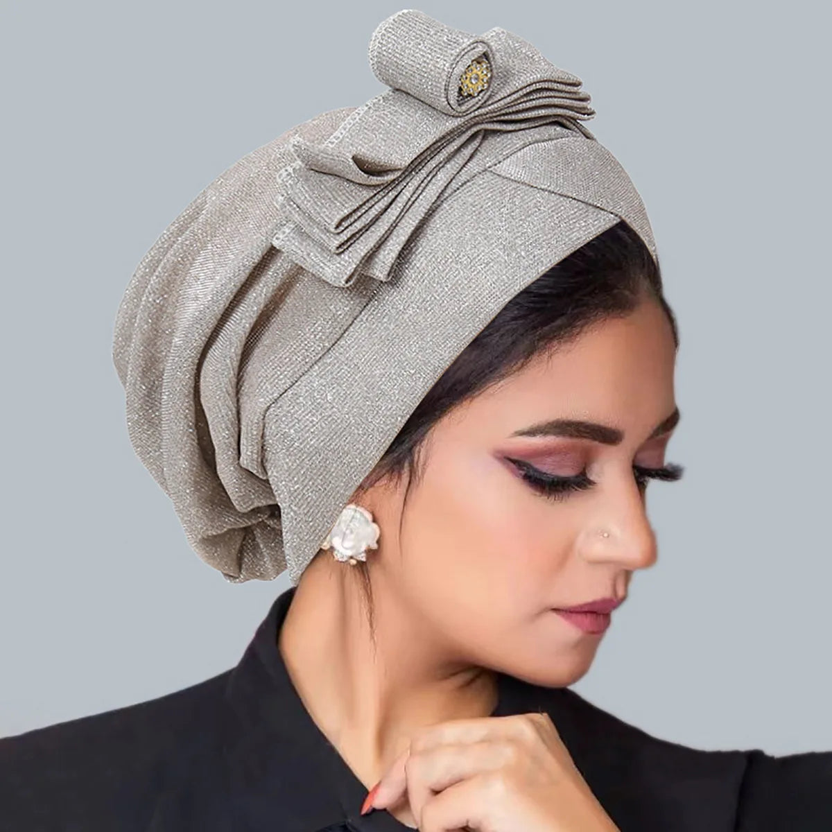 New African Print Turban Beanie for Women - Flower Beanie, Muslim Hijab, Head Wrap, and Hair Loss Bandana