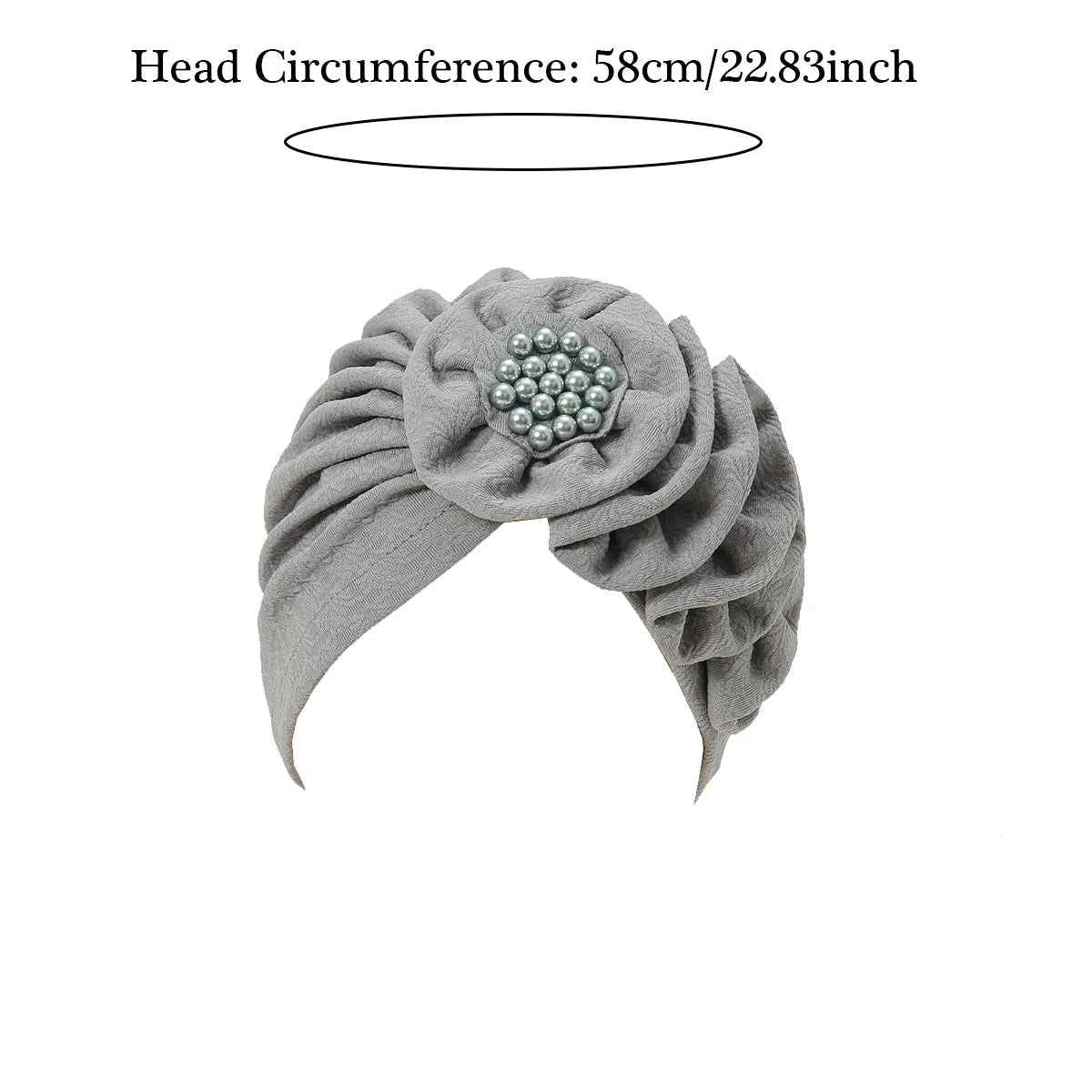 Solid Color Flowers Muslim Hijab Caps Beading Women Wrap Head Ramadan Ladies Fashion Headwear Turban Bonnet