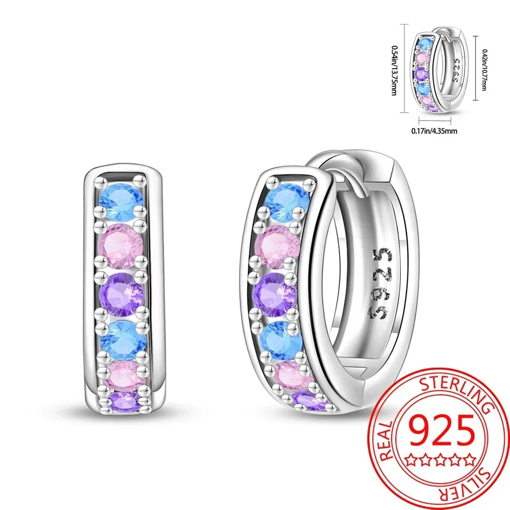 Pink Series 925 Sterling Silver Romantic Flower Butterfly Unicorn Tulip Geometry Earrings Boutique Fine Jewelry Gifts for Women