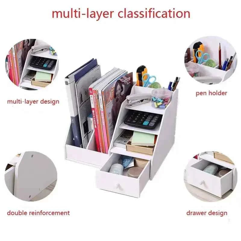 Magazine Holder Newspaper Rack Stationery Storage Box Desk Organizer for Document Letter File Tray Home Office School Supplies
