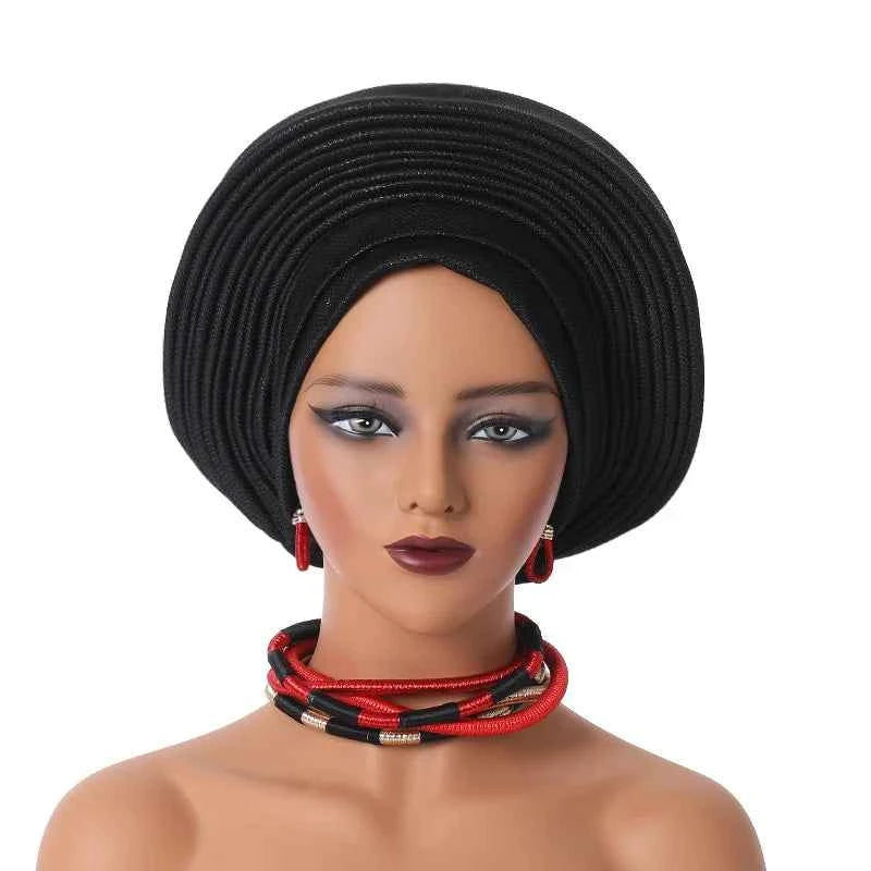 African Headtie Nigerian Aso Oke Headtie Women Hijab Head Wrap Turban Chemo Caps Gele Femme Scarf High Quality for Wedding Party
