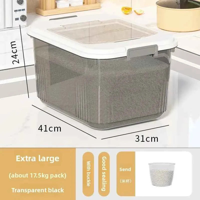 Kitchen Storage Box Rice Barrel Sealed Moisture Proof Bug Resistant Flour Tank Grain Storage Container Home Organization Bin