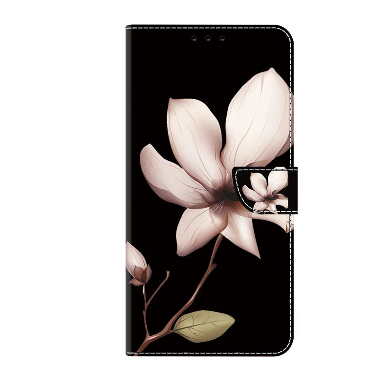 Flip Leather Case For iPhone 6 7 8 X XS XR 11 12 13 14 15 Mini Pro Max 3D Flower pattern Painted Wallet Phone iPhone15 14 Plus