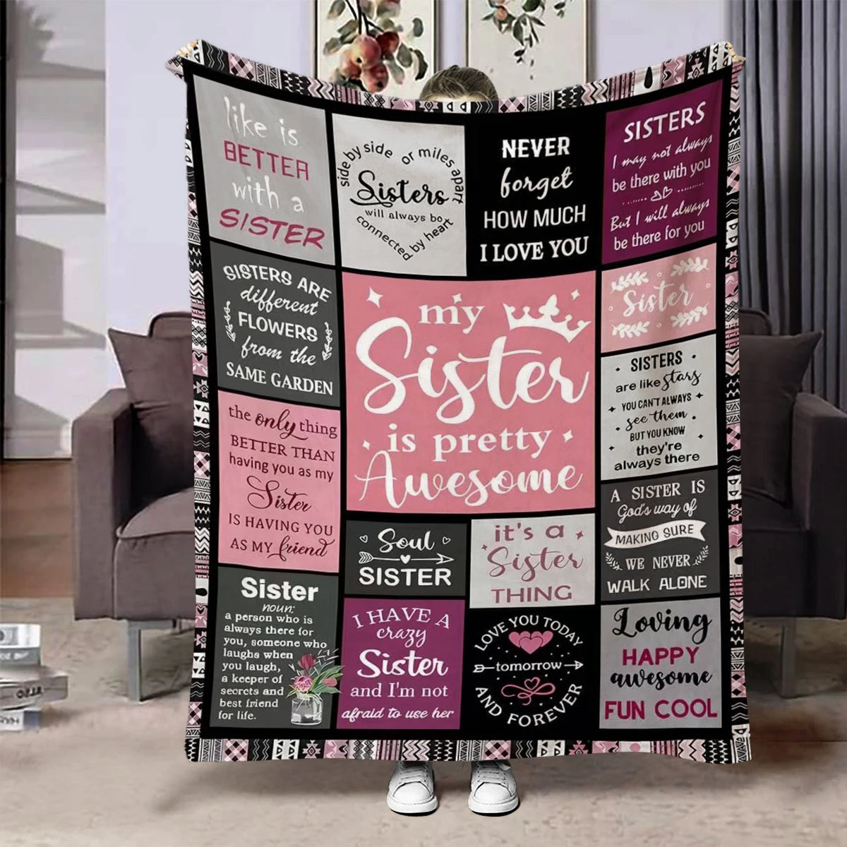 Creative Flannel Throw Blanket for Sisters – Soft Cozy Sofa & Home Gift
