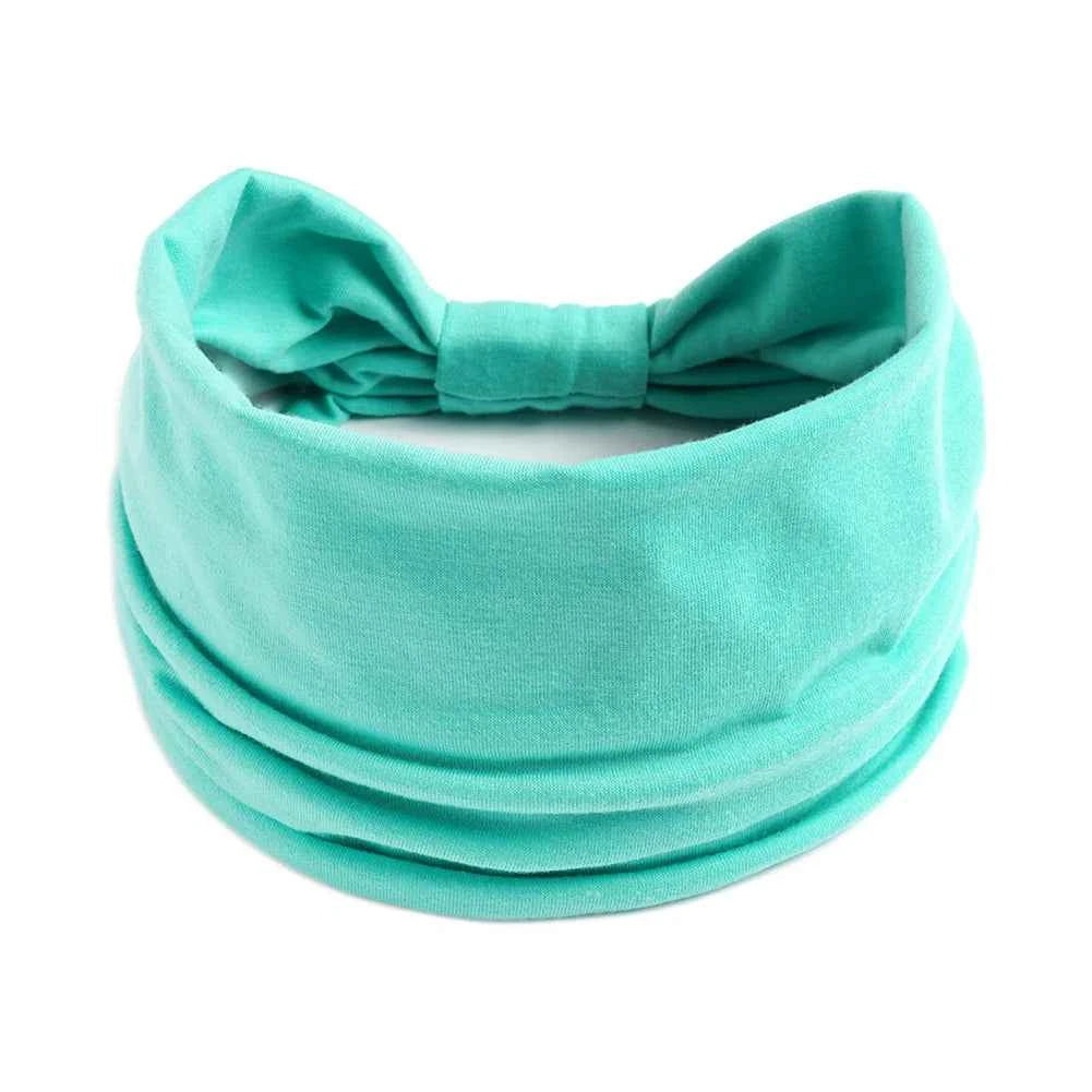 Women’s Solid Color Turban Headwrap – Soft Cotton Knot Headband Elastic Wide Hair Band for Yoga & Daily Wear