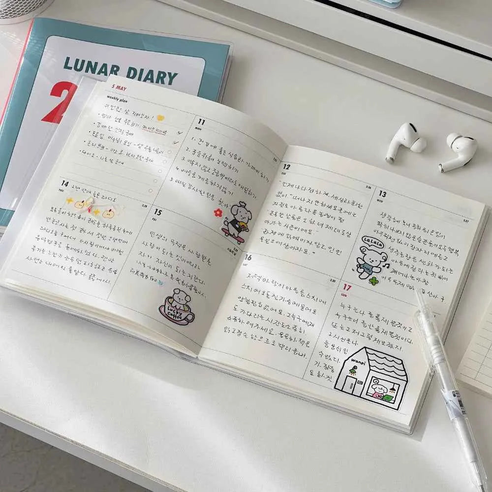 2026 Schedule Life Planner Book Retro Minimalist Student Study Diary Planner Hardcover PVC Journal Notebook Weekly Layouts