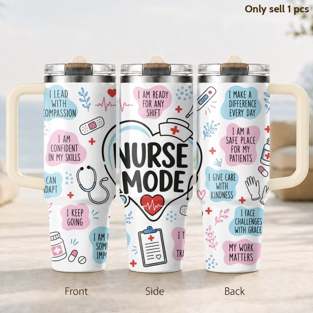 40oz Nurse Tumbler – Healthcare Nurse Quote Insulated Stainless Steel Cup