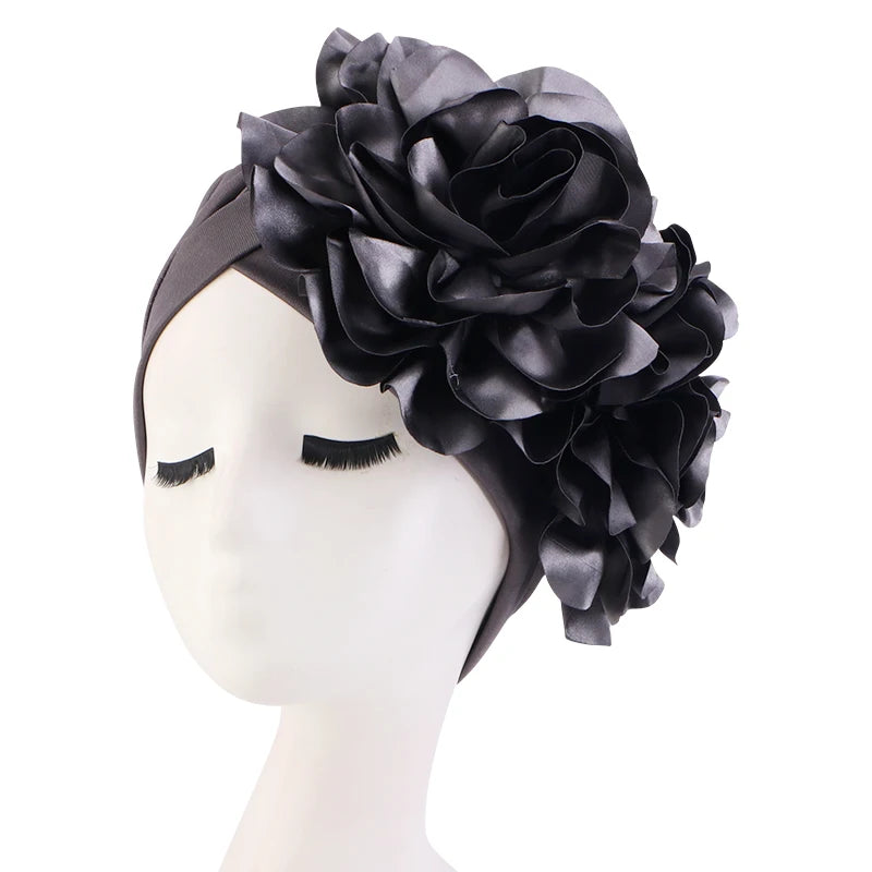 New Woman Muslim Hijab Caps With Big Flower Turban Bonnet Islamic Wrap Head Inner Cap for Hijabs Trendy Headdress - NamafadStore