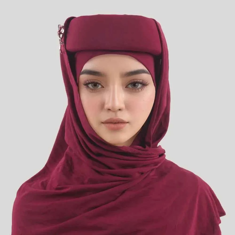 Sponge Turban Cap With Brooch Scarf Women Muslim Hijab Hat African Auto Gele Headtie Nigeria Wedding Party Headwear Headscarf