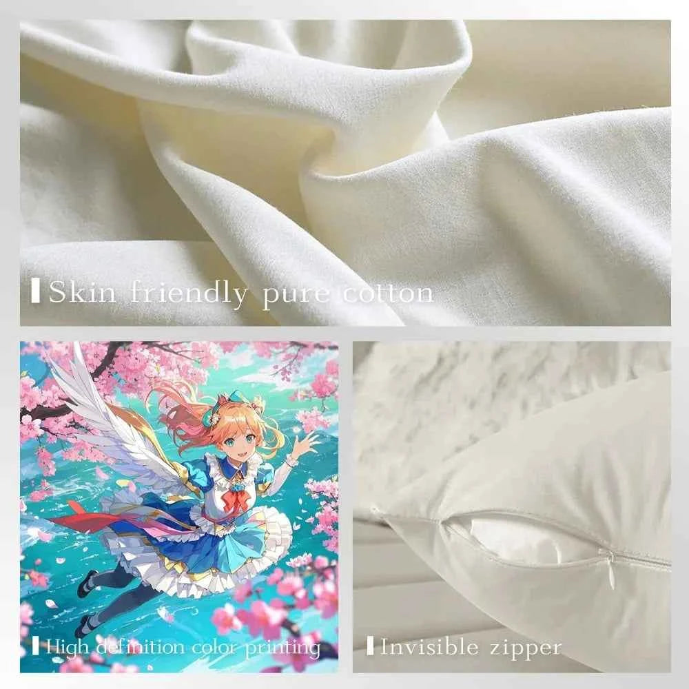 Woman Flower Head Decoration Double-sided Printed pillow cover Short plush Suitable living rooms bedrooms throw cushion cover