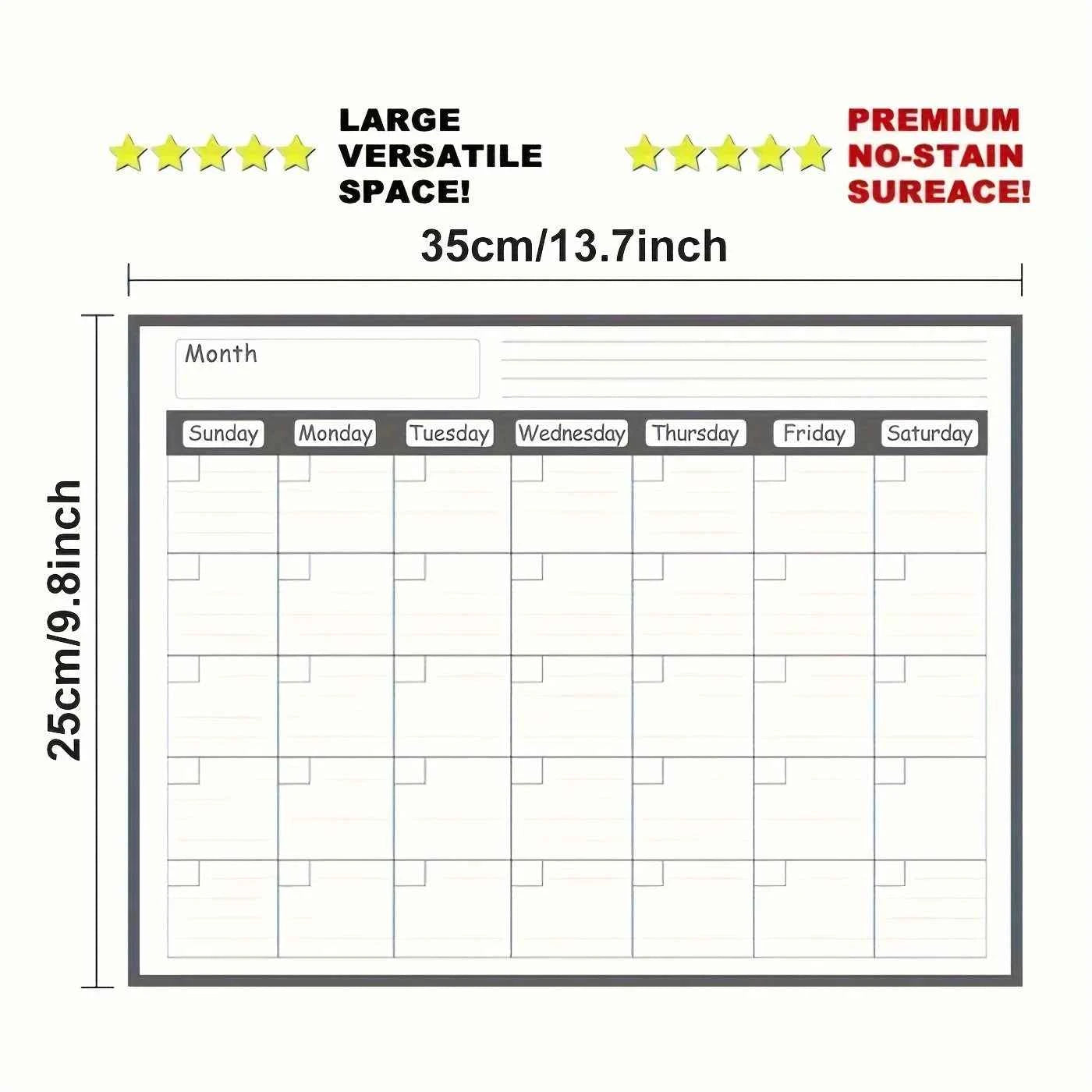 Magnetic refrigerator calendar planner is erasable and reusable, making it easy to organize kitchen refrigerators and meal plans