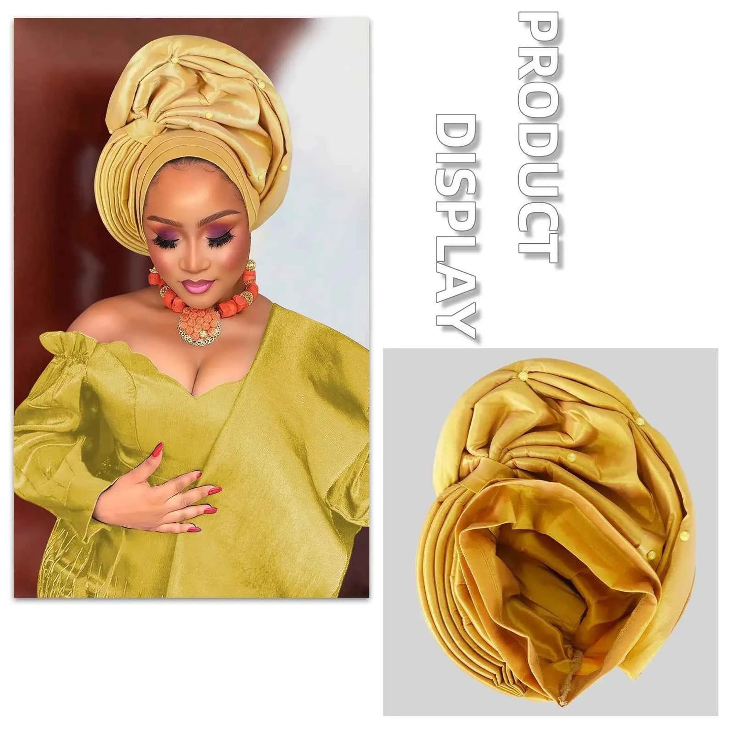 Nigeria Wedding Geles Shiny Turban Cap for Women Muslim Hijab Bonnet Head Wrap African Autogele Headties Already Made Headpiece