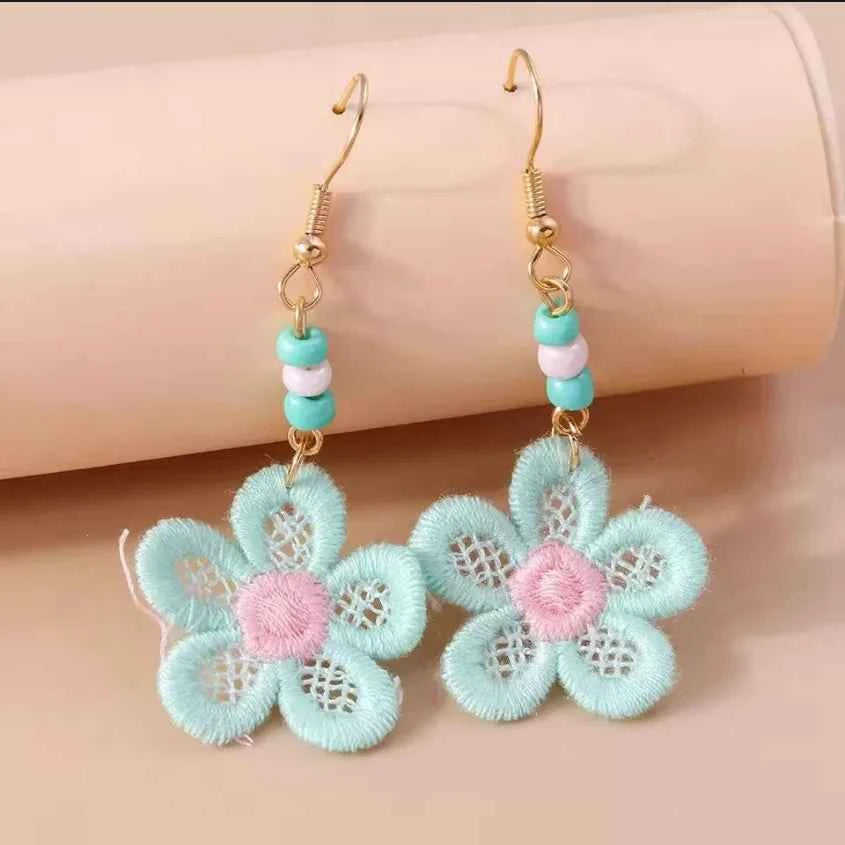 Cute Flower Drop Earrings for Women Girls Handmade Knitted Daisy Butterfly Dangle Earrings Kid's Jewelry Gifts
