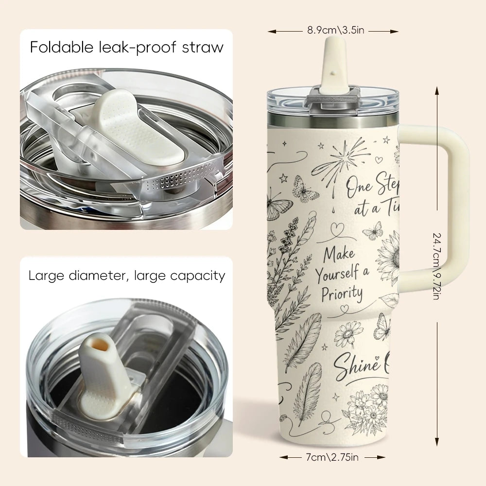 Just Breathe 40oz Tumbler – Motivational Stainless Steel Insulated Cup