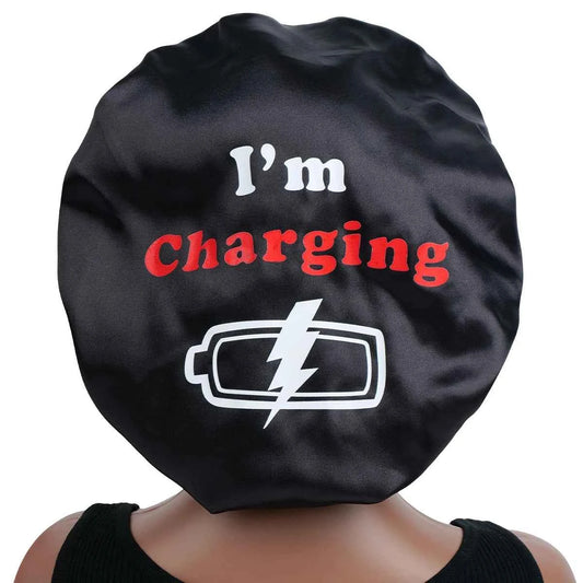 Satin Sleeping Cap for Women, Wide Elastic Band Bonnet with Funny Words Print, Soft & Breathable, Ideal for Curly Hair