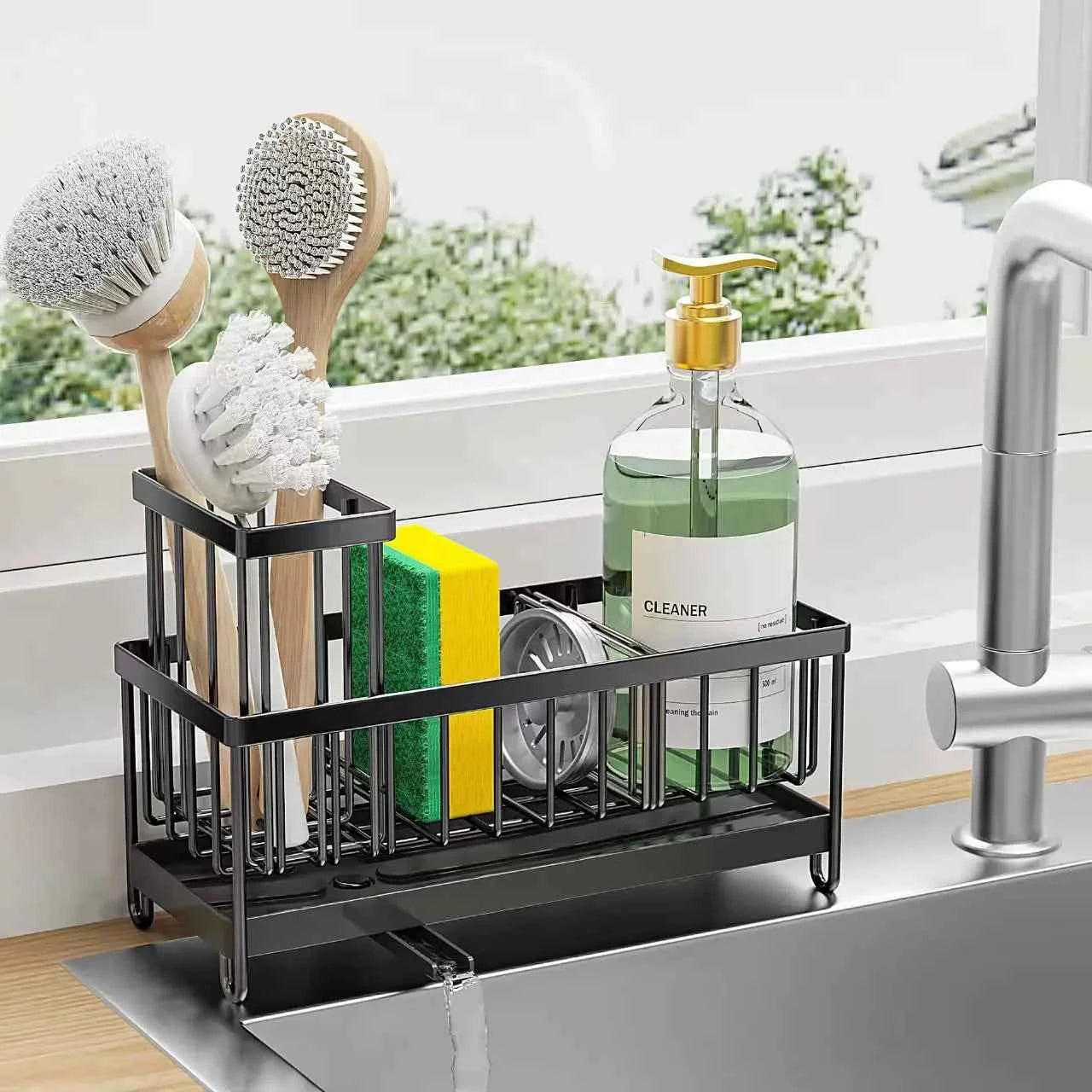 Kitchen storage shelf, self-drainage dishcloth rack, drainage rack, no drilling, household seasoning rack, faucet, sink rack, co