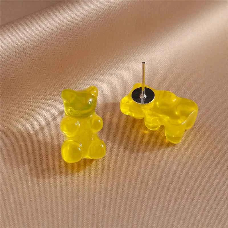 Cute Gummy Bear Stud Earrings for Women Candy Colors Animal Dangle Earrings Brincos Femme Girls Party Holiday Jewelry Gifts