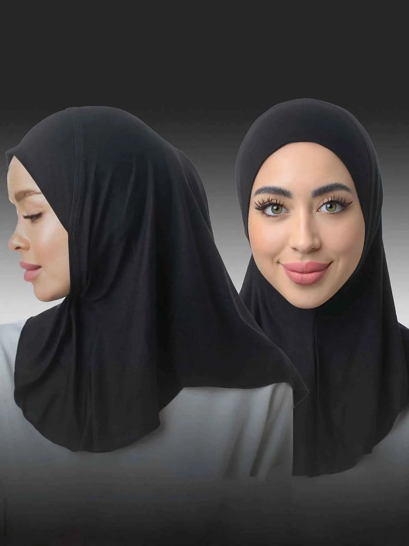 Islamic Full Cover Underscarf Stretch Turban Cap Hijab Bonnet Ready to Wear Snap Fastener Instant Hijab for Muslim Women