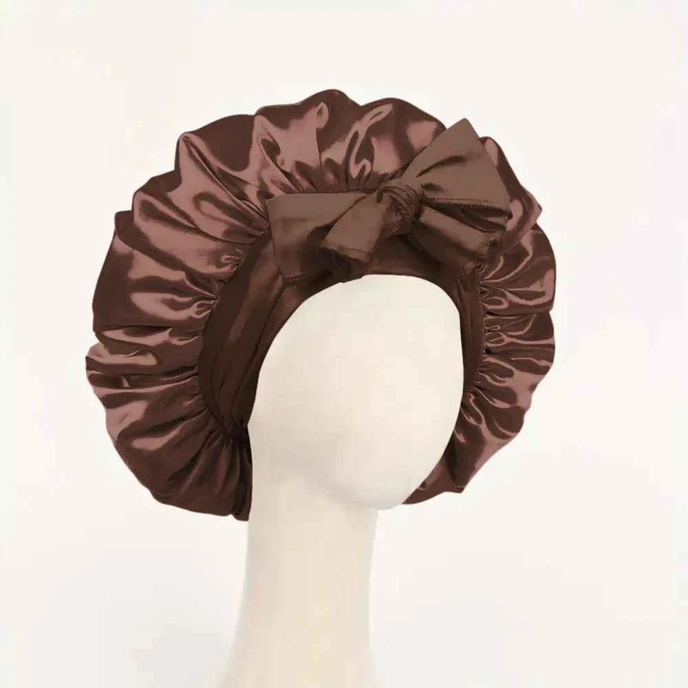 Satin Silk Sleeping Bonnet Adjustable with Tie Band for Women and Men