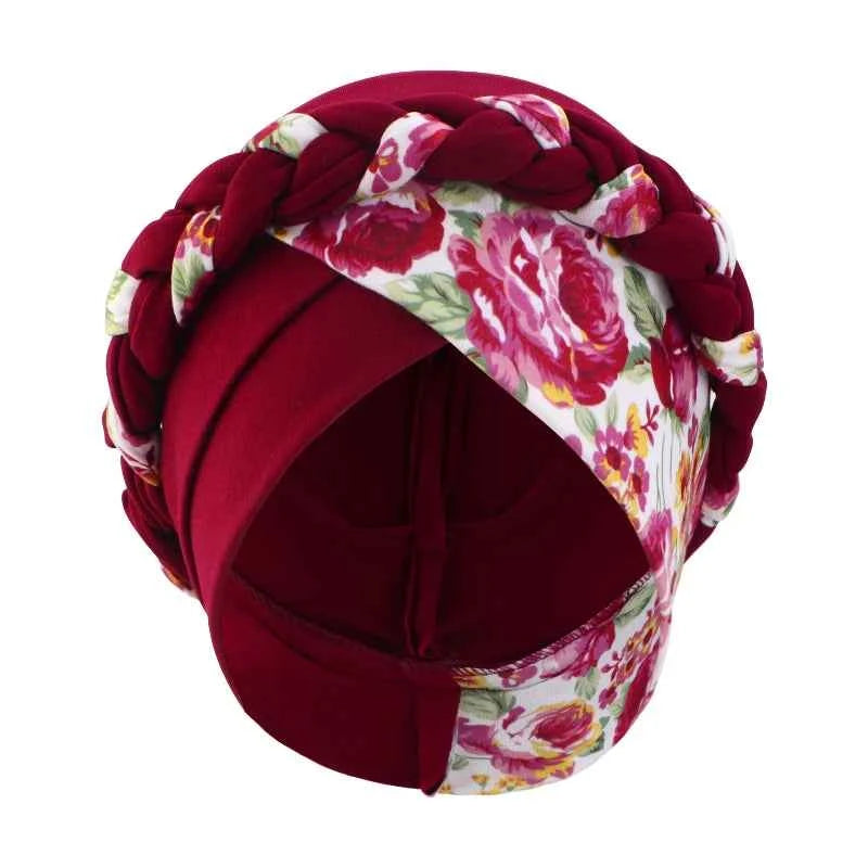 Women's Print Trendy Braid Muslim Turban Scarf islamic inner hijab cap Ladies Head Wrap Cover Hijab Scarf