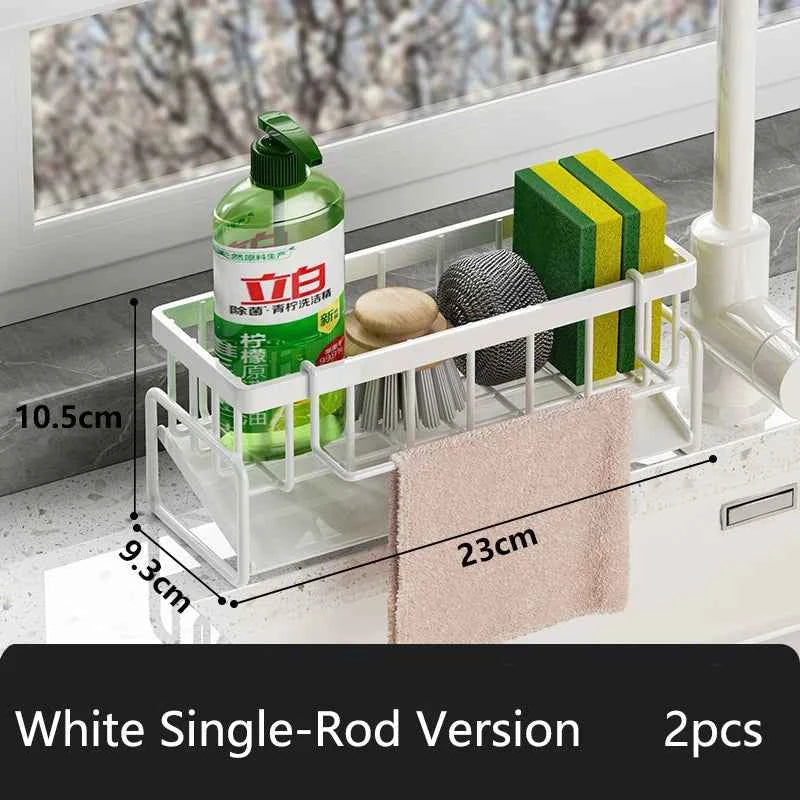 1-2 PCS Cloth Sponge Drain Rack Kitchen Dishwasher Countertop Multi-functional Sink Storage Rack Sink Ironwork Storage