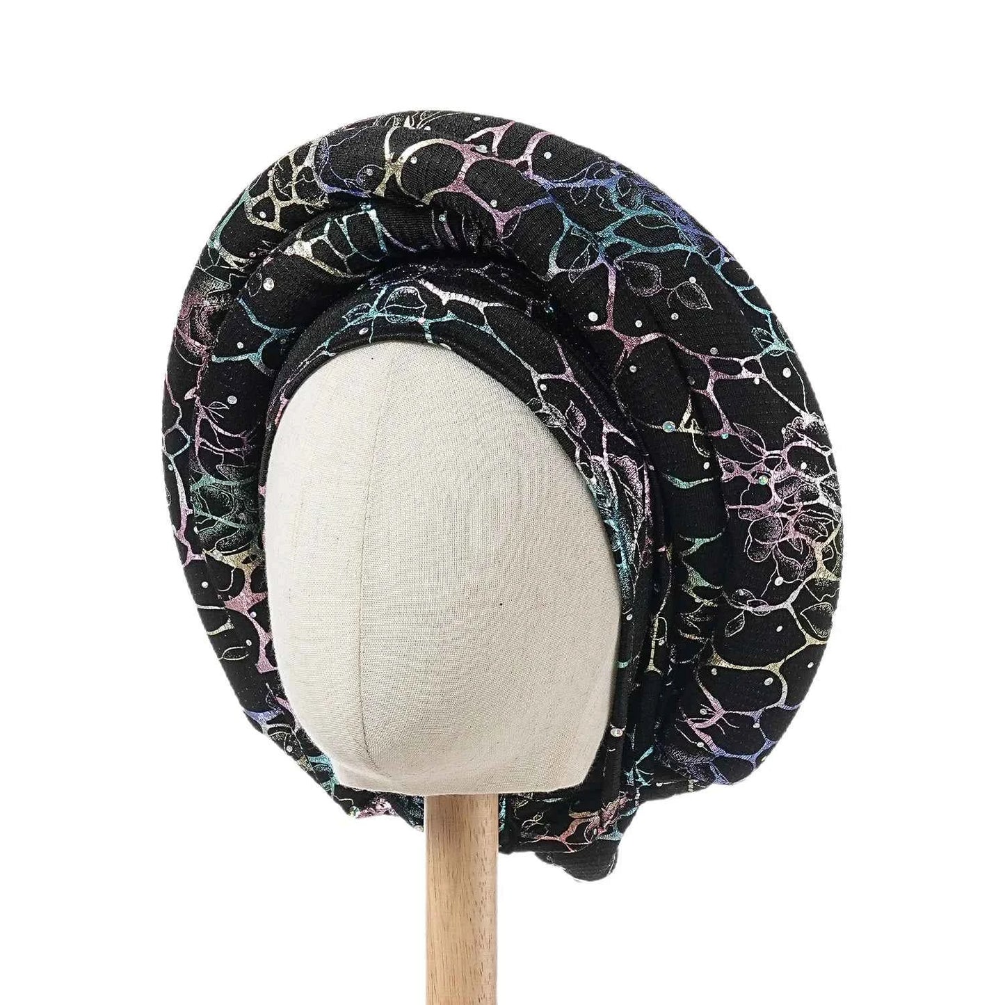 Women’s Bonnet Turban Cap – Folded Bud Headscarf with Wrinkle Lace Edge, Casual & Versatile Cross Hat