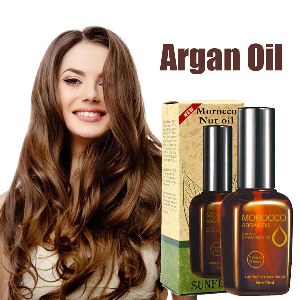Moroccan Argan Oil Leave-In Treatment 50ml Anti-Frizz Hydrating Smoothing Hair Mask for Damaged Salon Care, Repair Dryness Split - NamafadStore