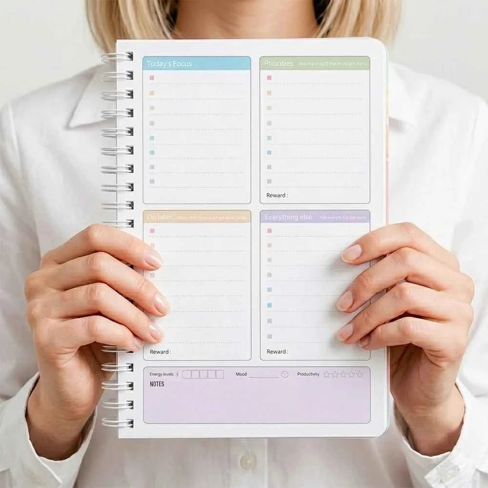 64 Sheets ADHD Daily Focus Planner A5 Notebook with Task Schedule Organizer Stickers for Neurodivergent Students Adults