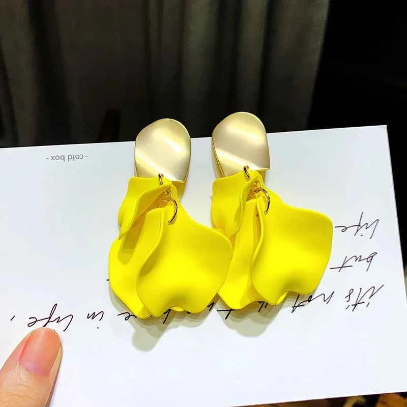 Geometry Yellow Drop Earring for Women 2023 New In Flower Earring Versatile Luxury Designer Jewelry Girls' Night