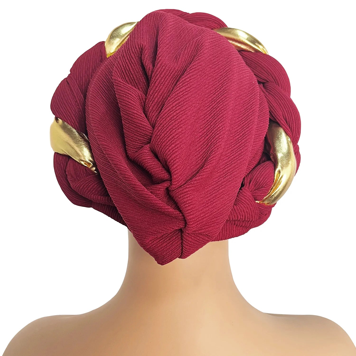 2024 New African Women Pleated Beanie Headwrap Hat Hair Accessories Arab Wrapped Muslim Hijab Turban Cap Female - NamafadStore
