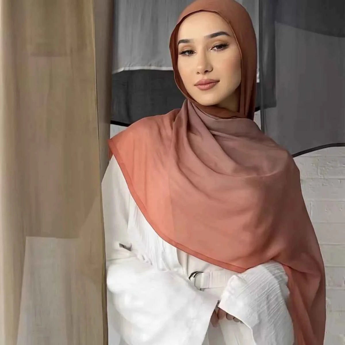 Big Size Gradient Women Cotton Rayon Crease Hijab Scarf Woman Long Wraps and Shawls Musulman Headband Islamic Turban