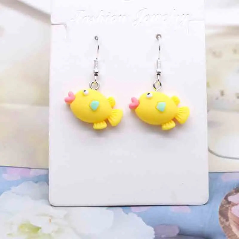 Earring For Women Resin Handmade Cute Animals Ice Cream Drinks Candy Fruits Pissa Drop Earrings Funny Gift