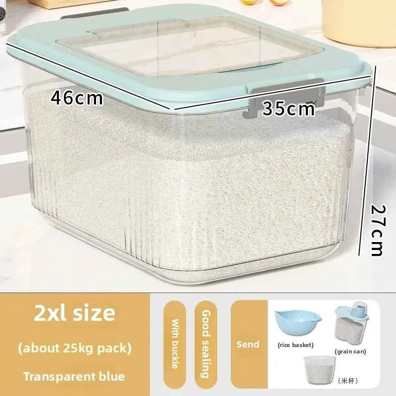 Kitchen Storage Box Rice Barrel Sealed Moisture Proof Bug Resistant Flour Tank Grain Storage Container Home Organization Bin
