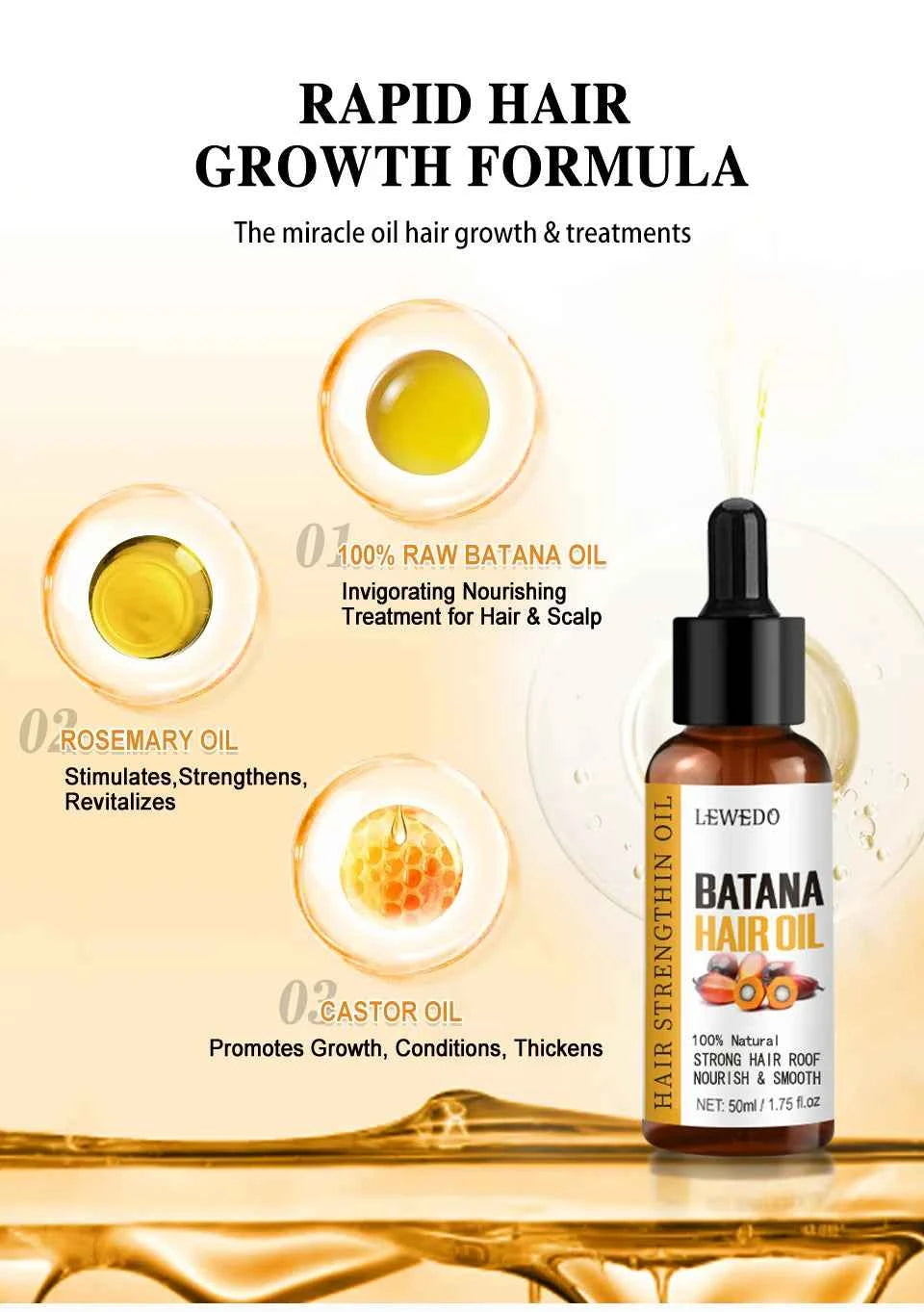 Pure Batana Hair Care Oil Thickening Spray Batana Hair Growth Spray 30ml Moisturizing Strengthens Hair Prevents Hair Loss Mask - NamafadStore