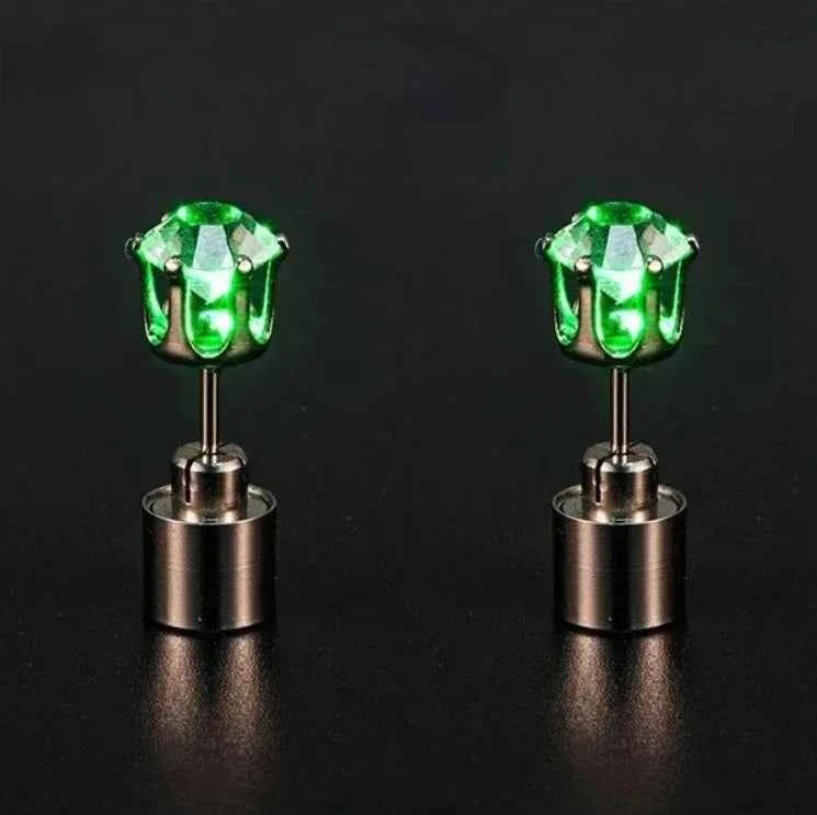 Unique Boys Girls LED Light Bling Studs Earrings Christmas Gift Halloween Party Night Earring Studs Fashion Jewelry