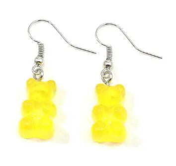 Gradient Candy Color Cute Acrylic Bear Dangle Earrings for Women Girls Gift Korean Fashion Animal Hook Earring Female Jewelry