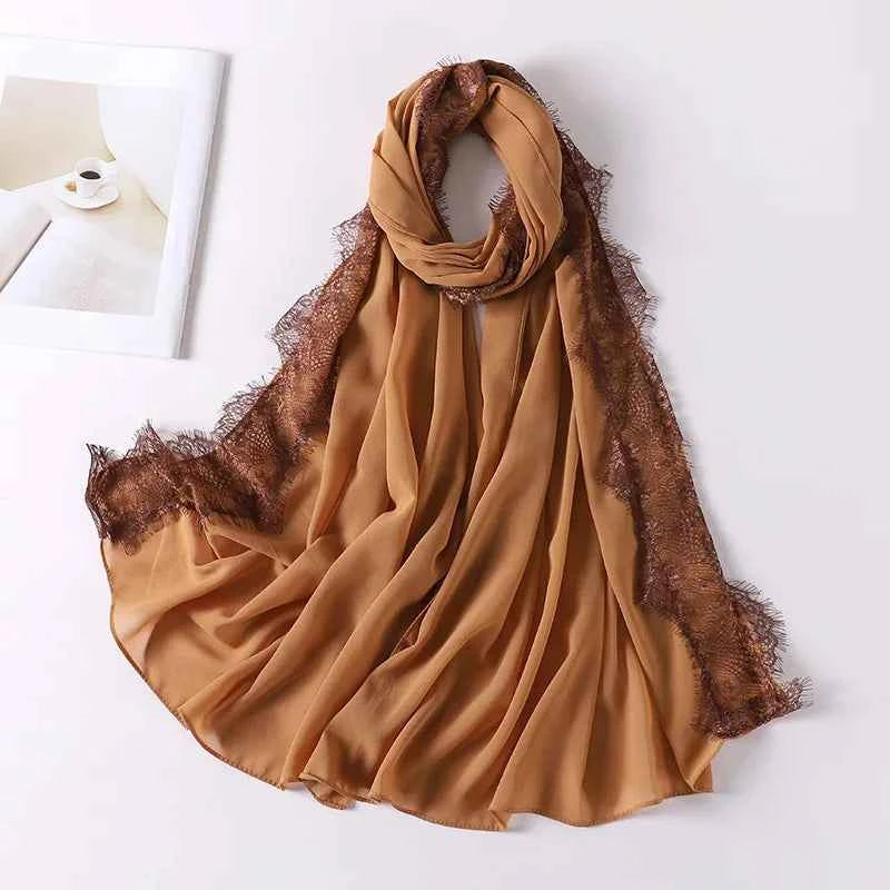 Chiffon Hijab Turban – Lace Headscarf & Veil for Muslim Women, Islamic Headband for Ramadan