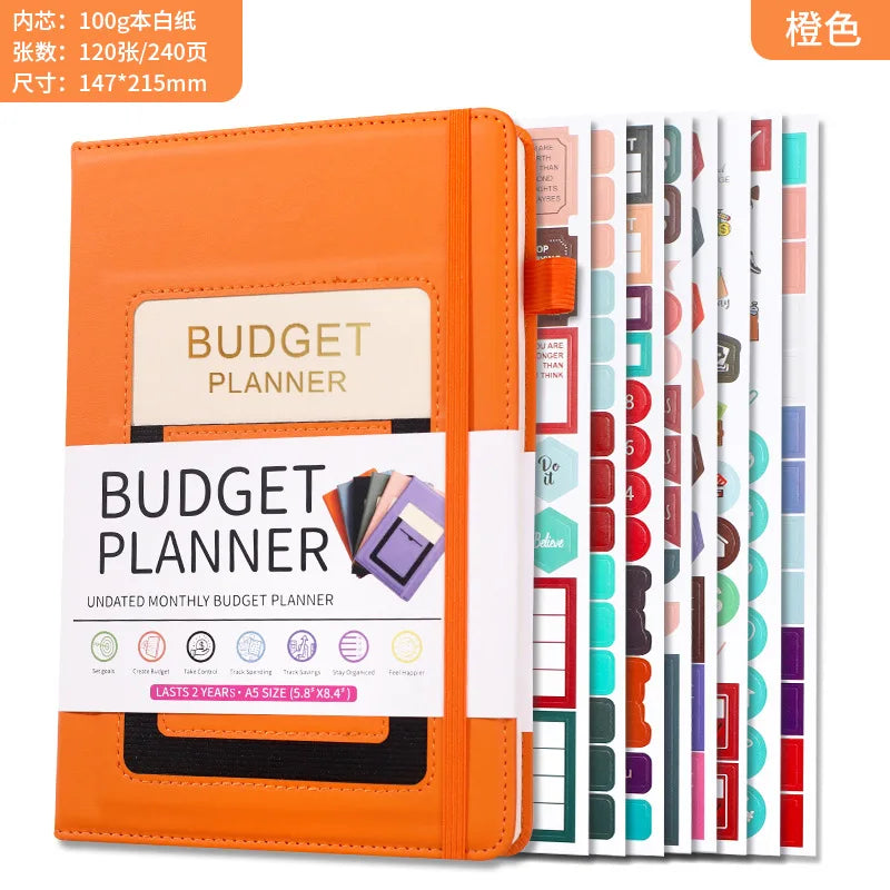 A5 Undated Budget Planner 2 Year Expense Tracker Notebook Bill Organizer Money Savings Financial Book with Pocket