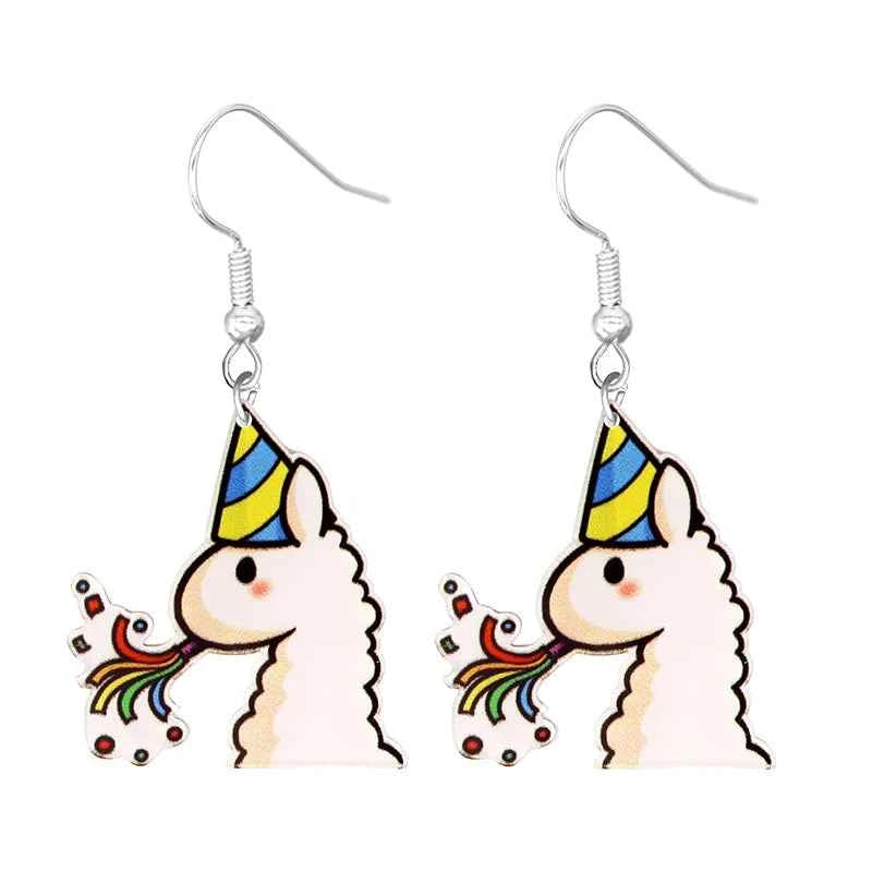 Cute Cat Design Dangle Earrings Acrylic Jewelry Adorable Gift For Women Girls Daily Casual Frog Bee Pig Hamster