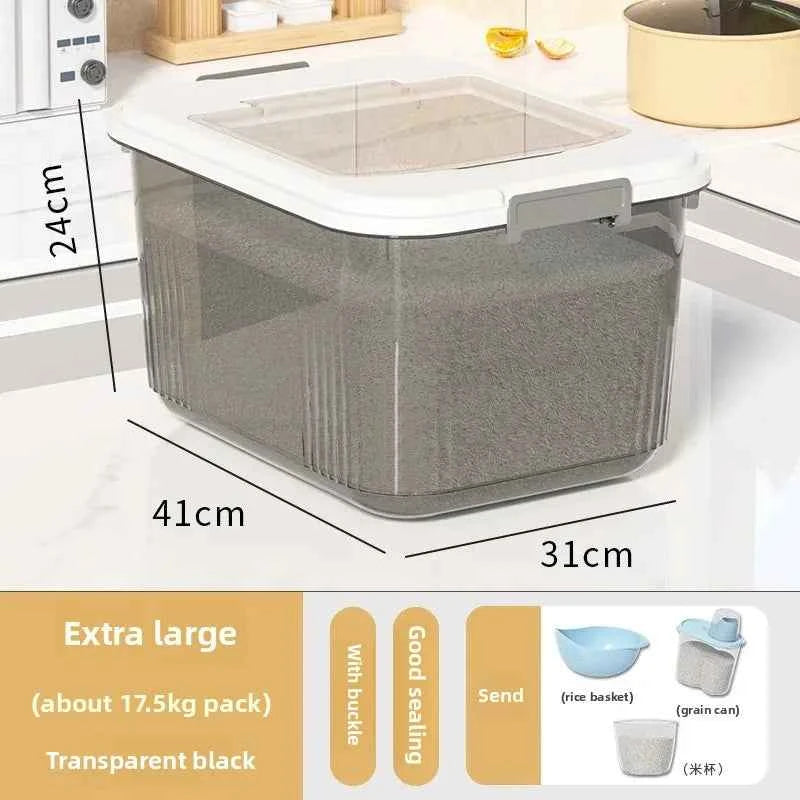 Kitchen Storage Box Rice Barrel Sealed Moisture Proof Bug Resistant Flour Tank Grain Storage Container Home Organization Bin