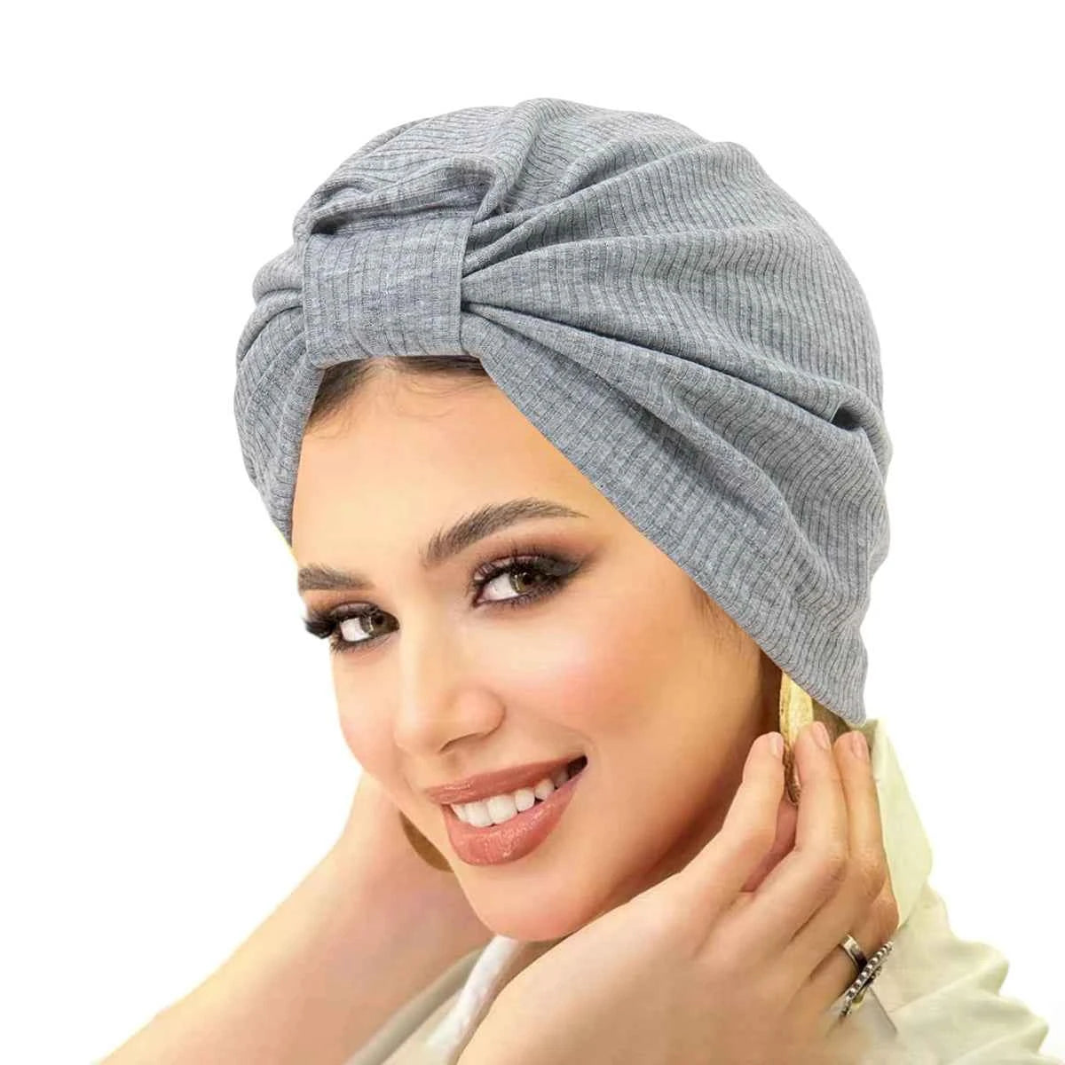 New Solid Color Women Muslim Hijab Caps Wrap Head Indian Turban Bonnet Fashion Headdress Islamic Clothing Accessories
