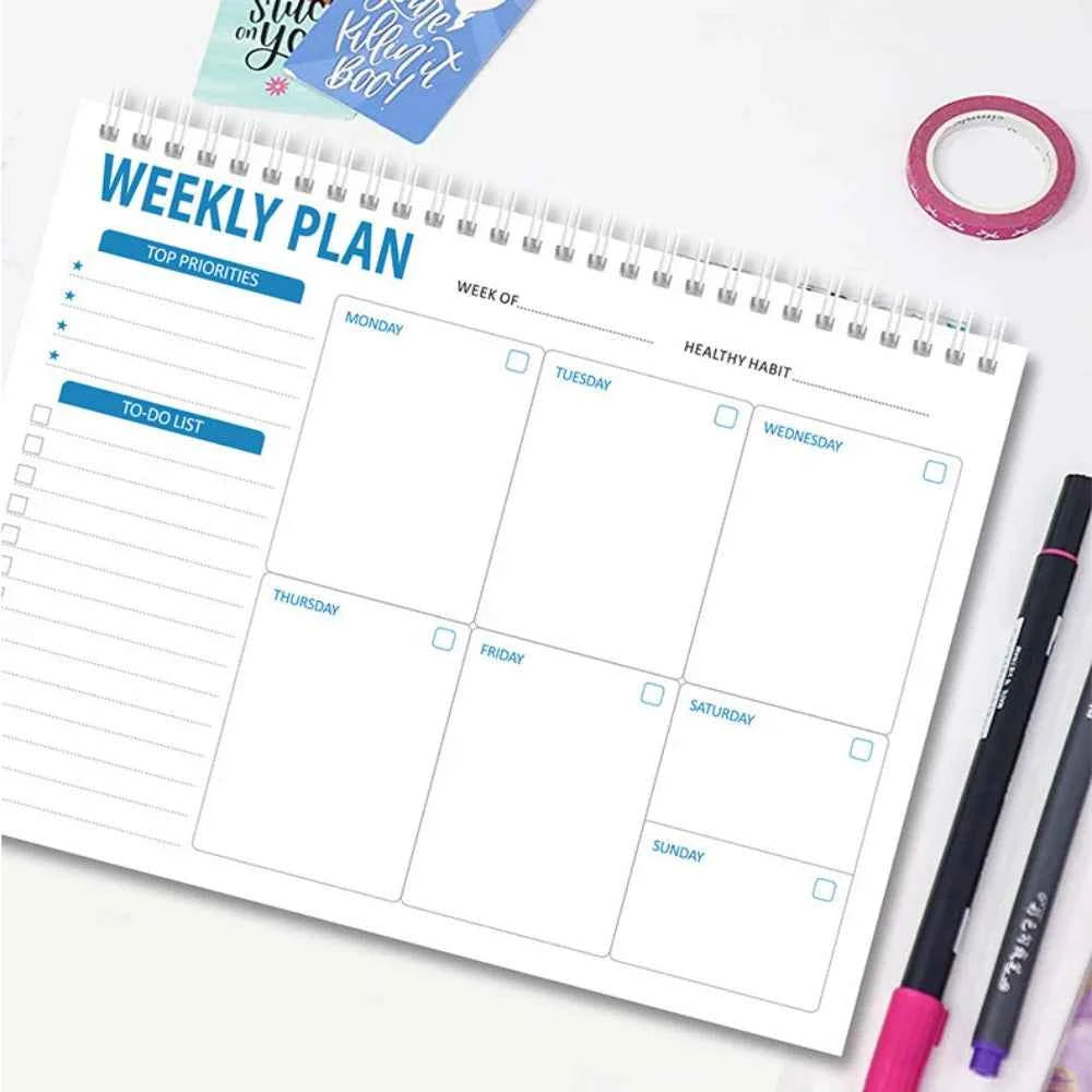 Wide To Do Planner Weekly Planning Notepad Schedules Stationery Weekly Meal Planner Pad Undated A5 Notebook Planner
