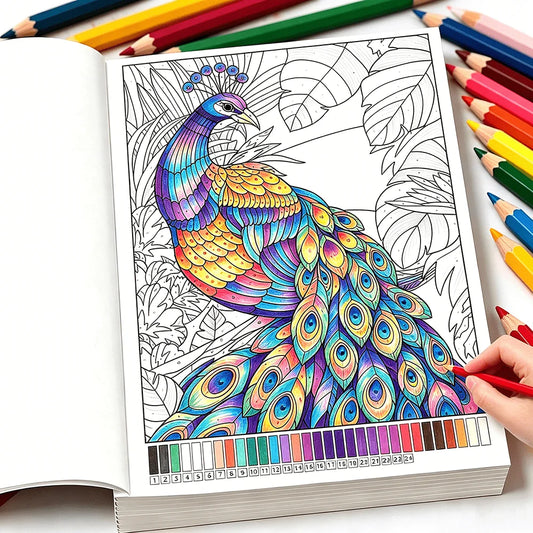 32-Page Color by Number Book for Adults – Mandala, Flower & Nature Coloring