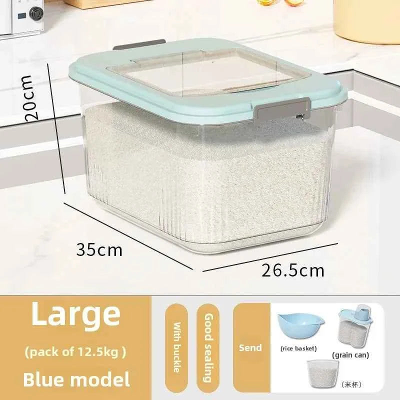 Kitchen Storage Box Rice Barrel Sealed Moisture Proof Bug Resistant Flour Tank Grain Storage Container Home Organization Bin