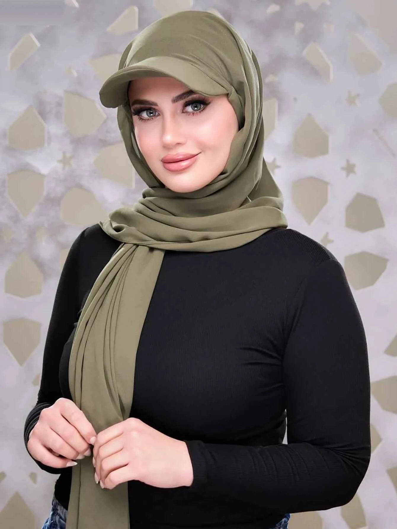 New Trendy Musilm Women Jersey Hijab with Base Ball Cap Summer Sports Cap Ready To Wear Instant Jersey Sport Hijabs
