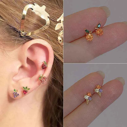 Unusual Sweet Cute Cherry Ice Cream Lollipop Stud Earrings for Women Students Personalized Fashion Party Jewelry Birthday Gifts