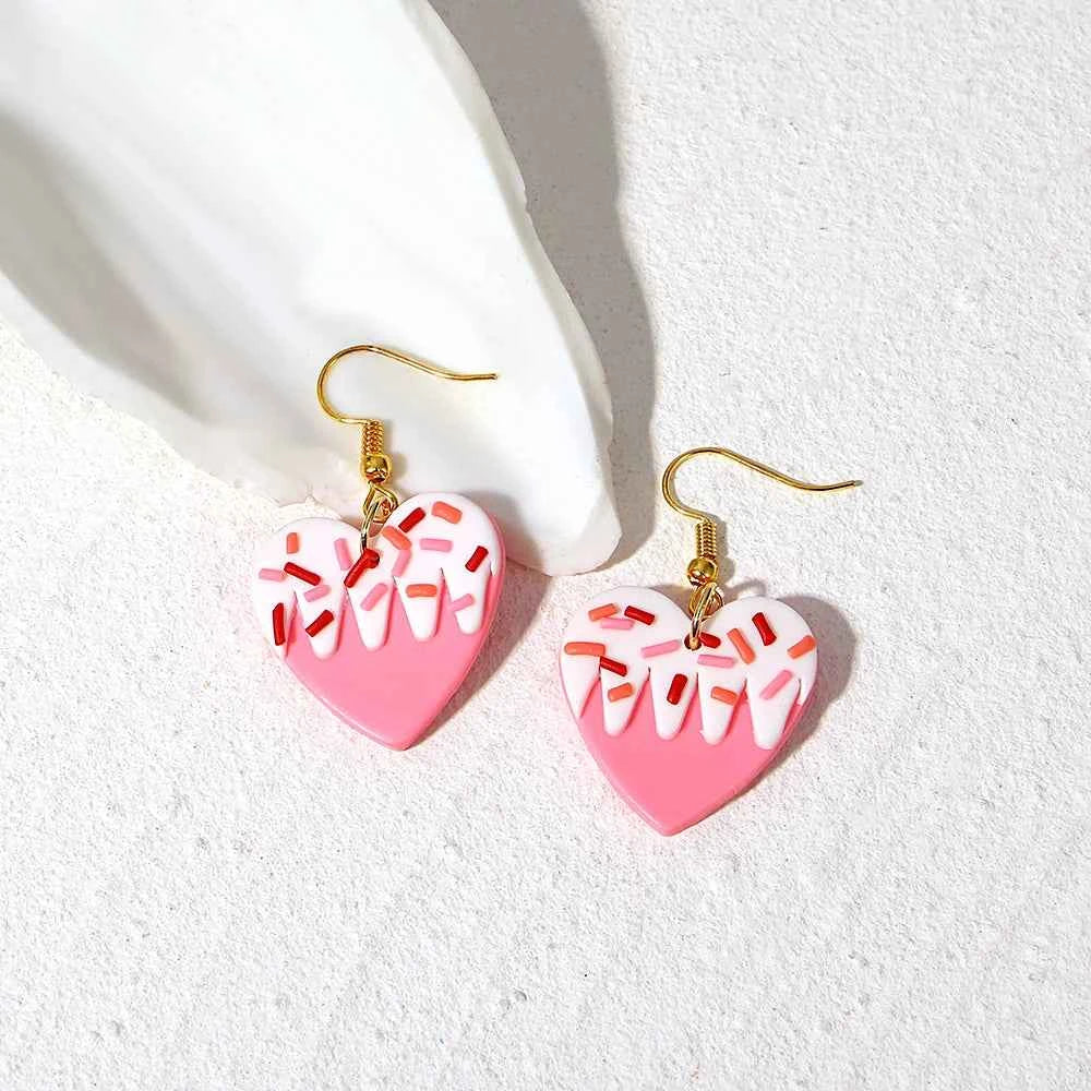 AENSOA Hollow Round Flower Earring For Women Polymer Clay Valentine's Day Girls Gift Heart Pattern Ear Accessories Jewelry INS